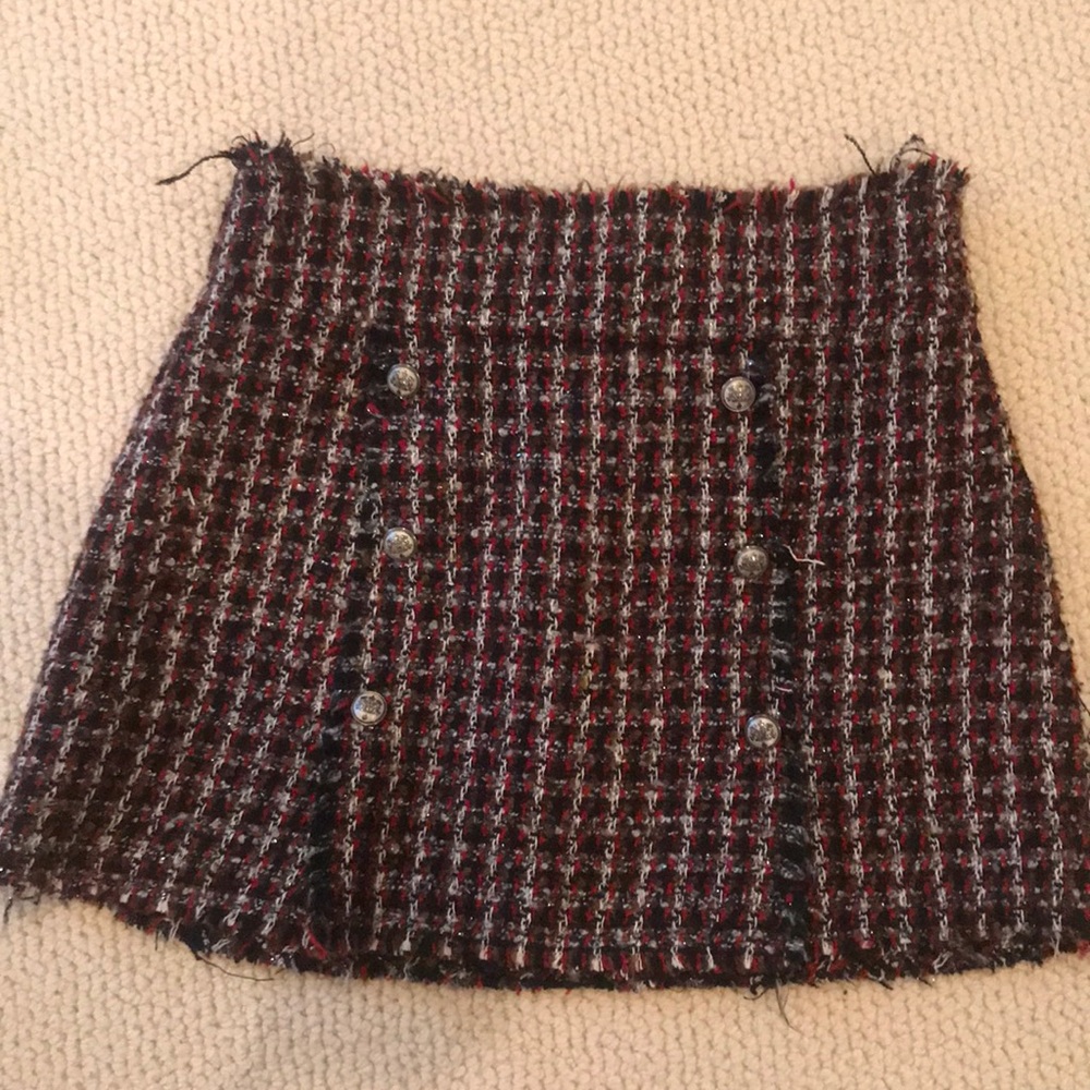 Zara plaid/ houndstooth mini skirt